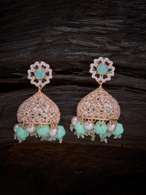 Kushal's Fashion Jewellery Sea Green Contemporary Jhumkas Earrings