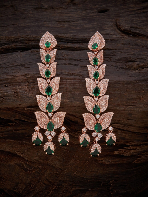 Kushal's Fashion Jewellery Rose-Gold Plated Leaf Shaped Zircon Studded Drop Earrings, Green
Kushal's Fashion Jewellery Rose-Gold Plated Leaf Shaped Zircon Studded Drop Earrings, Green