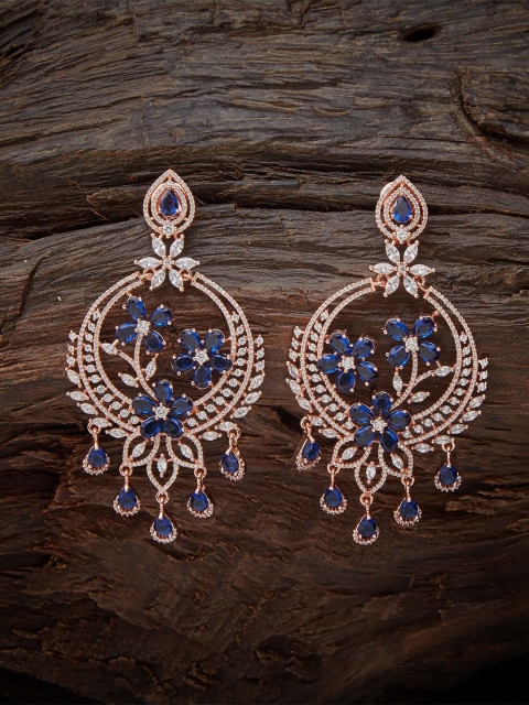 Kushal's Fashion Jewellery Blue Contemporary Studs Earrings
