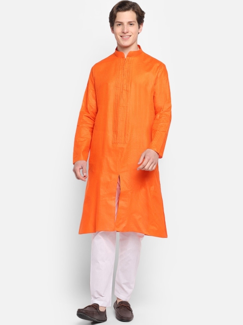 DEVOILER Men Orange Solid Kurta
