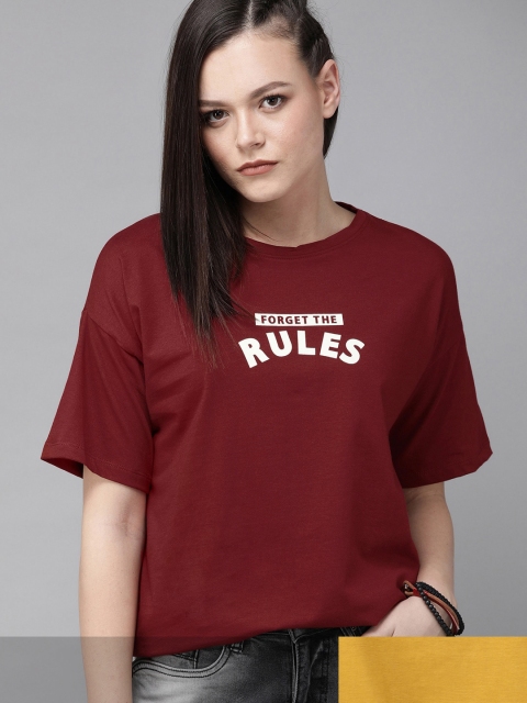 Roadster Women Mustard Yellow & Maroon Pack Of 2 Typography Print Round Neck T-shirts
Roadster Women Mustard Yellow & Maroon Pack Of 2 Typography Print Round Neck T-shirts