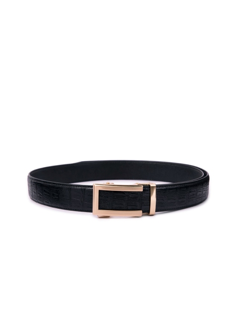 ELOPPE Men Black Textured Leather Formal Belt