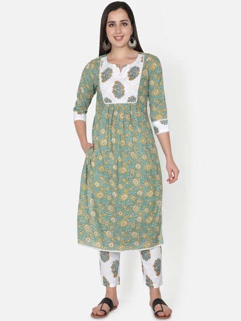 TRISHLA INDIA Women Green Floral Printed Empire Pure Cotton Kurti with Patiala & With Dupatta
TRISHLA INDIA Women Green Floral Printed Empire Pure Cotton Kurti with Patiala & With Dupatta