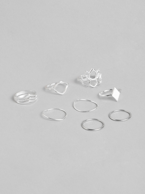 Pipa Bella Women Pack of 6 Lotus Rings, Silver