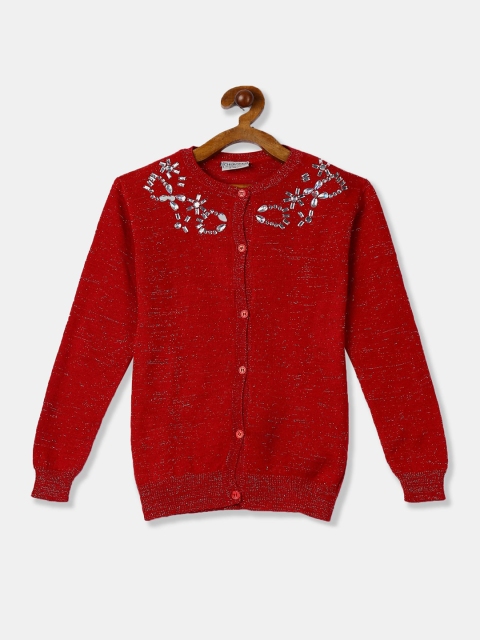 Cherokee Boys Red & Silver-Toned Embroidered Ribbed Cardigan with Embellished Detail
Cherokee Boys Red & Silver-Toned Embroidered Ribbed Cardigan with Embellished Detail