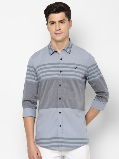 Allen Solly Sport Men Blue Regular Fit Horizontal Striped Cotton Casual Shirt