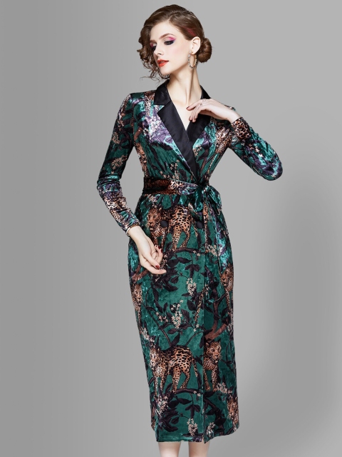 JC Collection Green Floral Midi Dress
