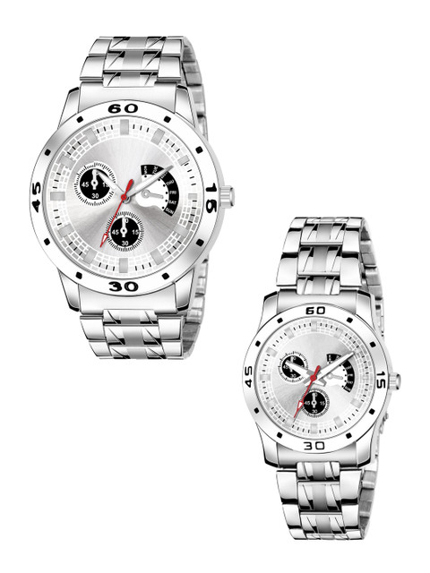 HAPPY KHAJANA Unisex Silver-Toned Pack of 2 Analog Watch Gift Set
HAPPY KHAJANA Unisex Silver-Toned Pack of 2 Analog Watch Gift Set