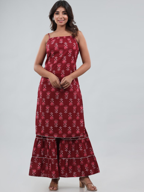 Chokhi Bandhani Women Maroon Ethnic Motifs Cotton Gotta Patti Kurta with Sharara
Chokhi Bandhani Women Maroon Ethnic Motifs Cotton Gotta Patti Kurta with Sharara