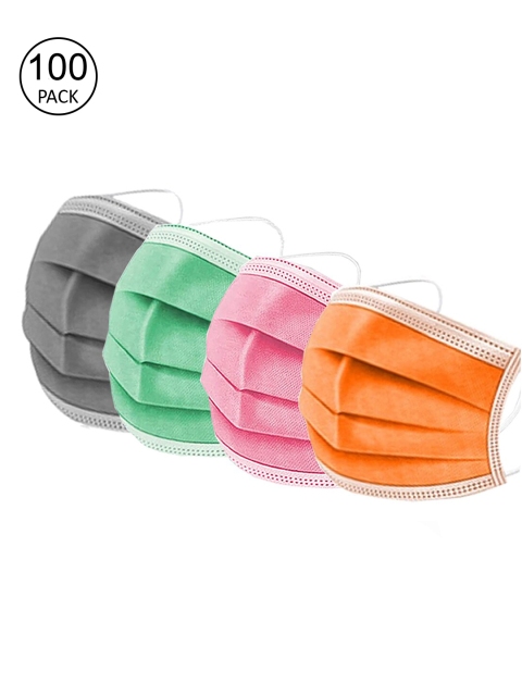 Swiss Design Pack Of 100 Assorted 3-Ply Surgical Mask