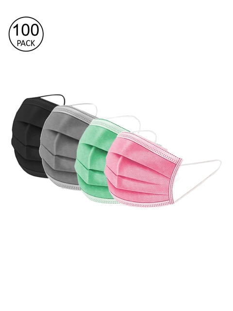 Swiss Design Unisex Pack Of 100 Assorted 3-Layer Anti-Pollution Surgical Masks