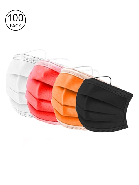 Swiss Design Unisex Pack Of 100 Assorted 3-Layer Anti-Pollution Surgical Masks