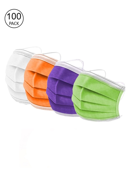 Swiss Design Unisex Pack Of 100 Assorted 3-Layer Anti-Pollution Surgical Masks