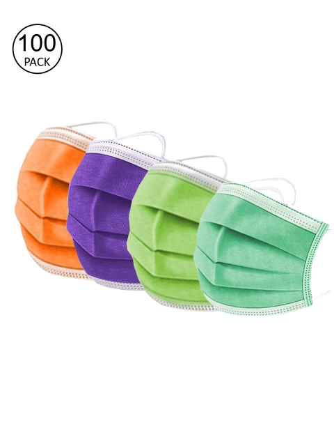 Swiss Design Unisex Pack Of 100 Assorted 3-Layer Anti-Pollution Surgical Masks
