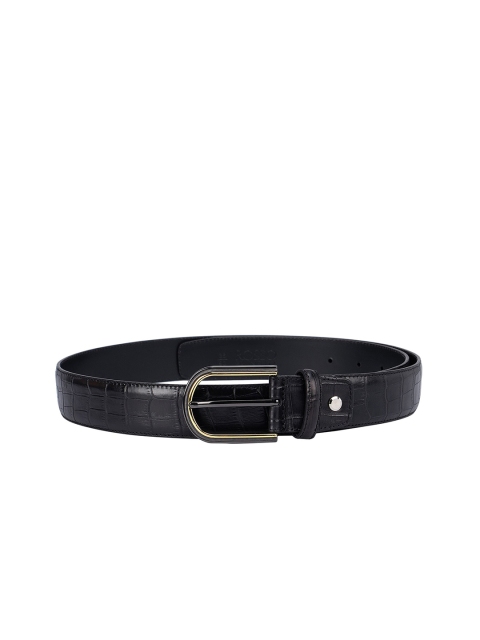 ROSSO BRUNELLO Men Black Leather Belt