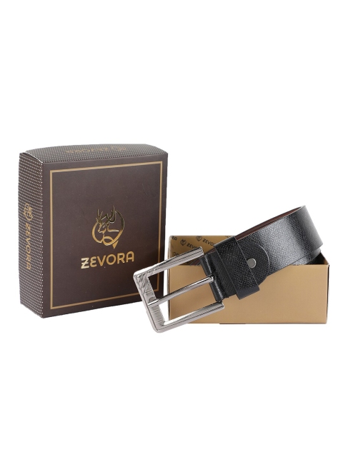 ZEVORA Men Black Textured Formal Belt