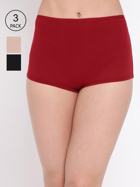 LYRA Women Pack Of 3 Multi Color Solid Mid-Rise Cotton Boy Shorts 
LYRA Women Pack Of 3 Multi Color Solid Mid-Rise Cotton Boy Shorts