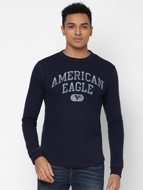 AMERICAN EAGLE OUTFITTERS Men Navy Blue Typography Printed T-shirt