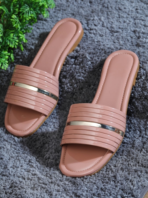 HASTEN Women Solid Pink Open Toe Flats