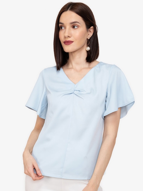 ZALORA WORK Blue Flared Sleeves Top
