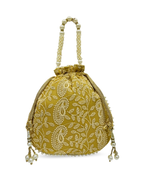 LELYS Beige Embroidered Potli Clutch