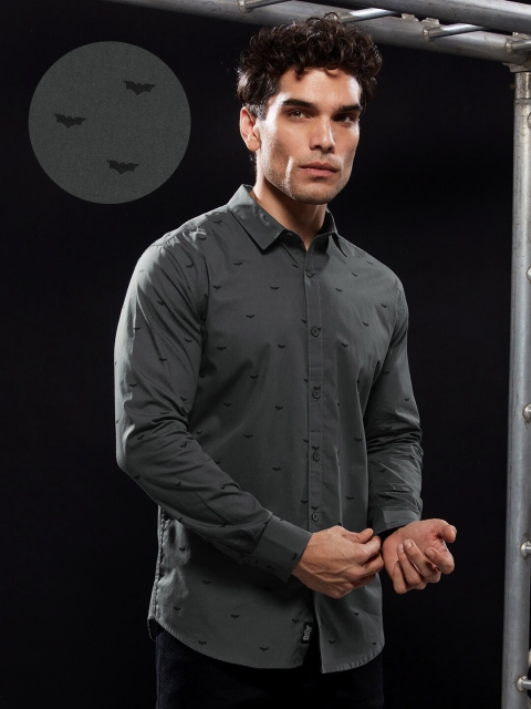 The Souled Store Men Grey Comfort Batman Printed Cotton Casual Shirt