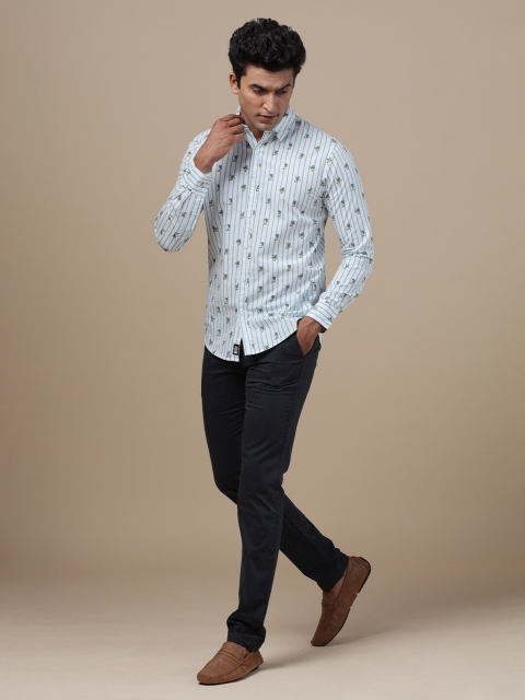 The Souled Store Men White Striped Cotton Comfort Casual Shirt