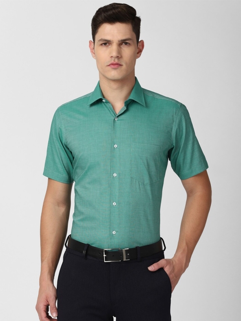 Van Heusen Men Green Pure Cotton Formal Shirt