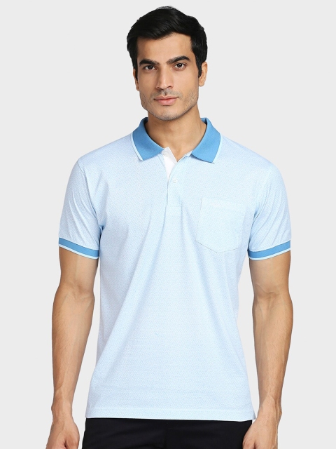 ColorPlus Men Blue Printed Polo Collar T-shirt