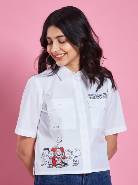 The Souled Store Women White Comfort Peanuts Snoopy Club Printed Cotton Casual Shirt
The Souled Store Women White Comfort Peanuts Snoopy Club Printed Cotton Casual Shirt