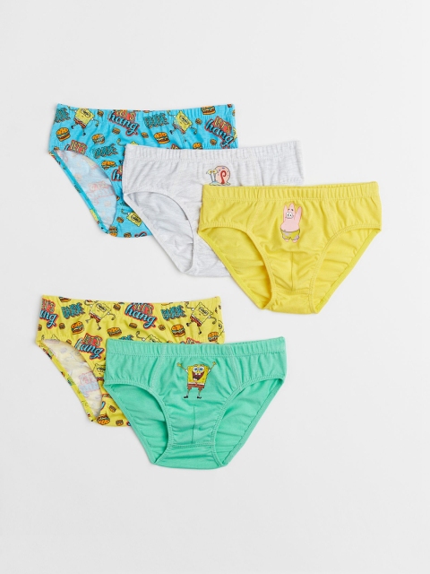 H&M Boys 5 Pack Printed Boys Briefs 0962863018, Green