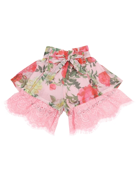 Actuel Girls Pink Floral Printed Shorts