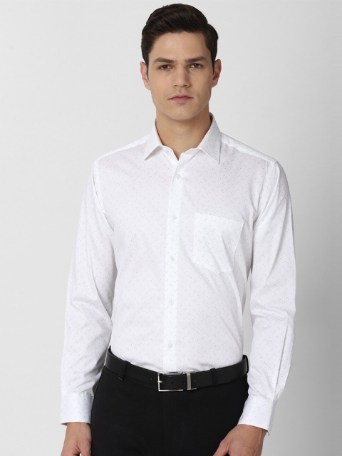 Van Heusen Men White Printed Cotton Formal Shirt