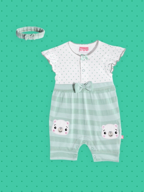 Fisher Price X Moms Love Infant Girls Sage Green Polka Dot Print Cotton Rompers & Hairband
Fisher Price X Moms Love Infant Girls Sage Green Polka Dot Print Cotton Rompers & Hairband