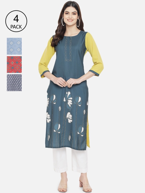 Ethnic basket Women Pack of 4 Multicoloured Ethnic Motifs Printed Crepe Kurta, Multi
Ethnic basket Women Pack of 4 Multicoloured Ethnic Motifs Printed Crepe Kurta, Multi