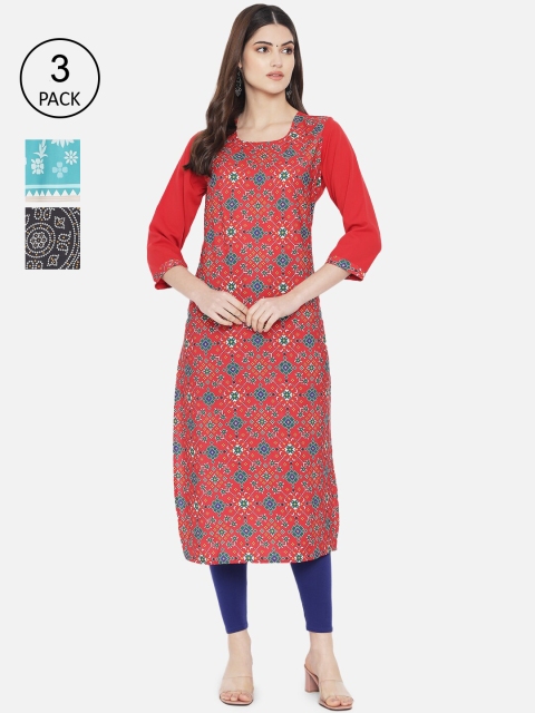 Ethnic basket Women Pack of 3 Multicoloured Ethnic Motifs Printed Crepe Kurta, Multi
Ethnic basket Women Pack of 3 Multicoloured Ethnic Motifs Printed Crepe Kurta, Multi