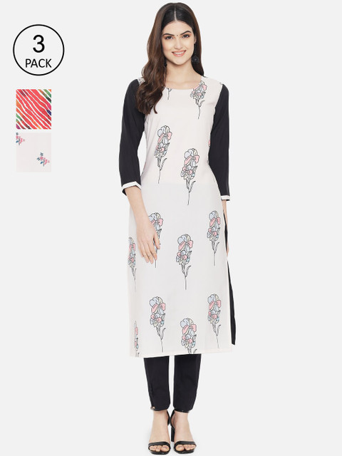 Ethnic basket Women White & Red Pack Of 3 Floral Printed Crepe Kurta
Ethnic basket Women White & Red Pack Of 3 Floral Printed Crepe Kurta