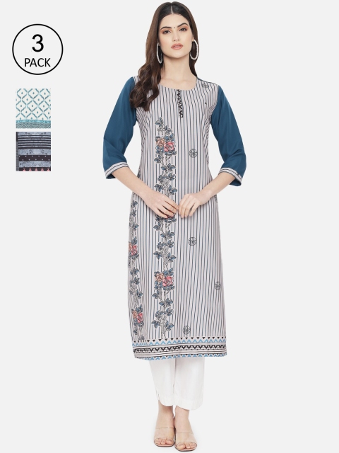 Ethnic basket Women Pack of 3 Multicoloured Ethnic Motifs Printed Crepe Kurta, Multi
Ethnic basket Women Pack of 3 Multicoloured Ethnic Motifs Printed Crepe Kurta, Multi