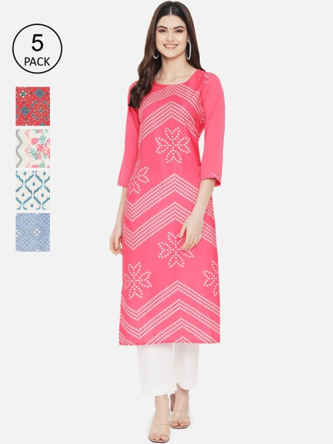 Ethnic basket Women Pack Of 5 Multicoloured Ethnic Motifs Printed Crepe Kurta, Multi
Ethnic basket Women Pack Of 5 Multicoloured Ethnic Motifs Printed Crepe Kurta, Multi