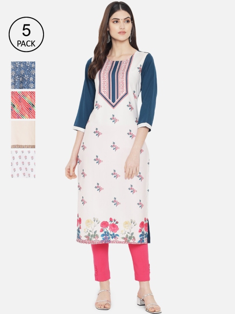 Ethnic basket Women Multicoloured Set of 5 Ethnic Motifs Printed Crepe Kurta, Multi
Ethnic basket Women Multicoloured Set of 5 Ethnic Motifs Printed Crepe Kurta, Multi