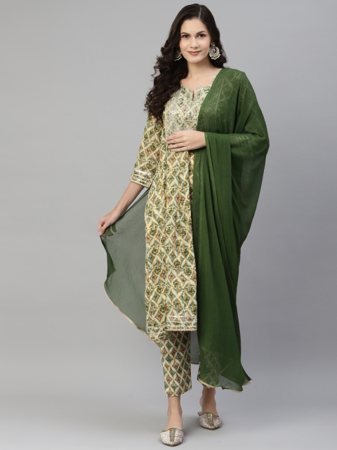Laado - Pamper Yourself Women Green Ethnic Motifs Printed Pure Cotton Kurta with Trousers & With Dupatta
Laado - Pamper Yourself Women Green Ethnic Motifs Printed Pure Cotton Kurta with Trousers & With Dupatta