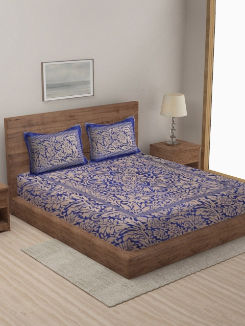 MULTITEX Blue & Beige Self-Design Cotton Double Queen Bed Cover With 2 Pillow Covers
MULTITEX Blue & Beige Self-Design Cotton Double Queen Bed Cover With 2 Pillow Covers