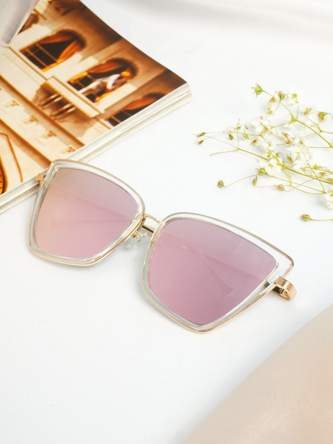 Ferosh Unisex Pink Lens & Gold-Toned Cateye Sunglasses MARSU-1003