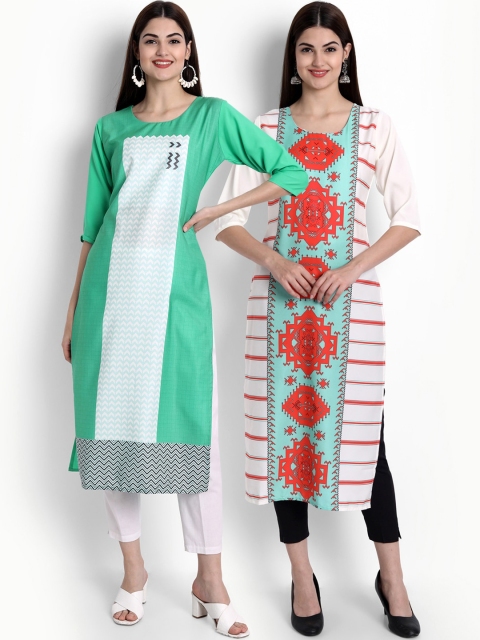 Ethnic basket Women Multicoloured Printed Flared Sleeves Thread Work Crepe Kurta, Multi
Ethnic basket Women Multicoloured Printed Flared Sleeves Thread Work Crepe Kurta, Multi