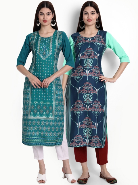 Ethnic basket Women Pack Of 2 Navy Blue & Teal Ethnic Motifs Printed Crepe Kurta
Ethnic basket Women Pack Of 2 Navy Blue & Teal Ethnic Motifs Printed Crepe Kurta