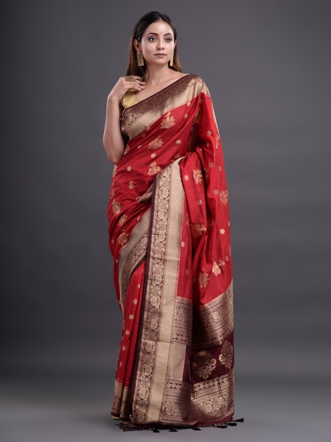 Mitera Red & Gold-Toned Ethnic Motifs Zari Silk Blend Heavy Work Banarasi Saree
Mitera Red & Gold-Toned Ethnic Motifs Zari Silk Blend Heavy Work Banarasi Saree