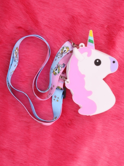 CUTECUMBER Girls White & Pink Printed Structured Sling Bag