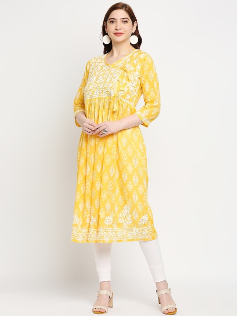 Indiankala4u Women Yellow & White Ethnic Motifs Embroidered Chikankari Anarkali Kurta
Indiankala4u Women Yellow & White Ethnic Motifs Embroidered Chikankari Anarkali Kurta