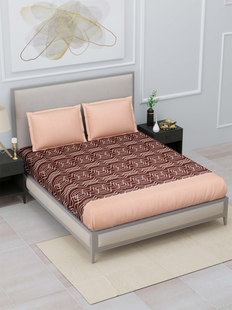 Home Fresh Brown & Peach-Coloured Geometric 120 TC King Bedsheet with 2 Pillow Covers
Home Fresh Brown & Peach-Coloured Geometric 120 TC King Bedsheet with 2 Pillow Covers