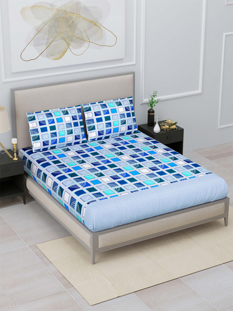 Home Fresh Blue & White Geometric 120 TC Cotton King Bedsheet with 2 Pillow Covers
Home Fresh Blue & White Geometric 120 TC Cotton King Bedsheet with 2 Pillow Covers